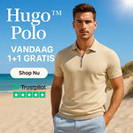 Modell in Beige Poloshirt mit Reißverschluss und Premium-Komfort bei www.middo.nl