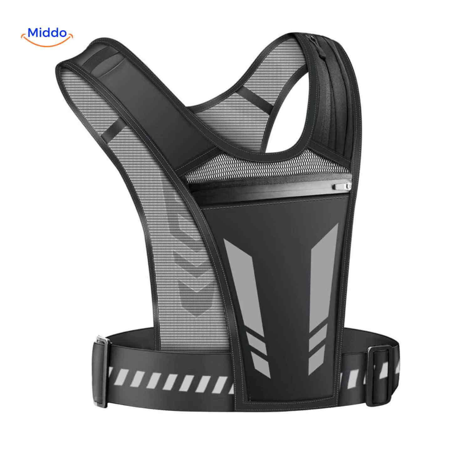 HydroRun Sporttas Rückseite mit Reißverschlusstasche und reflektierenden Streifen www.middo.nl