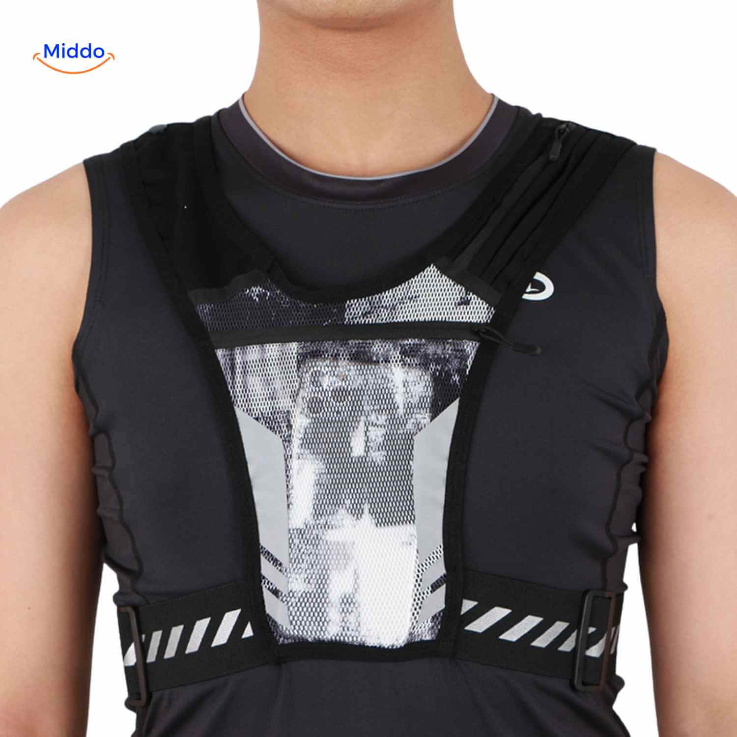 HydroRun Sporttas reflektierendes Laufweste mit Mesh-Frontpaneel www.middo.nl