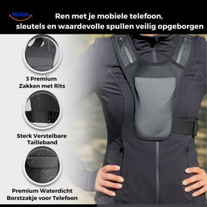HydroRun Sporttasche wasserdichte Telefonhalterung mit 3 Reißverschlussfächern