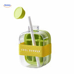 IceNova Flasche grün mit Strohhalm und coolem Sommerband www.middo.de