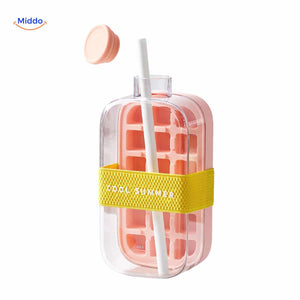 IceNova Flasche Rosa mit Strohhalm und Sommerband frisches Design