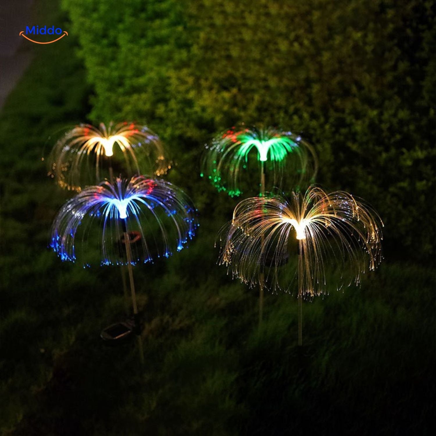 JellyGlow Solar Springbrunnen mit farbwechselnden Lampen www.middo.nl