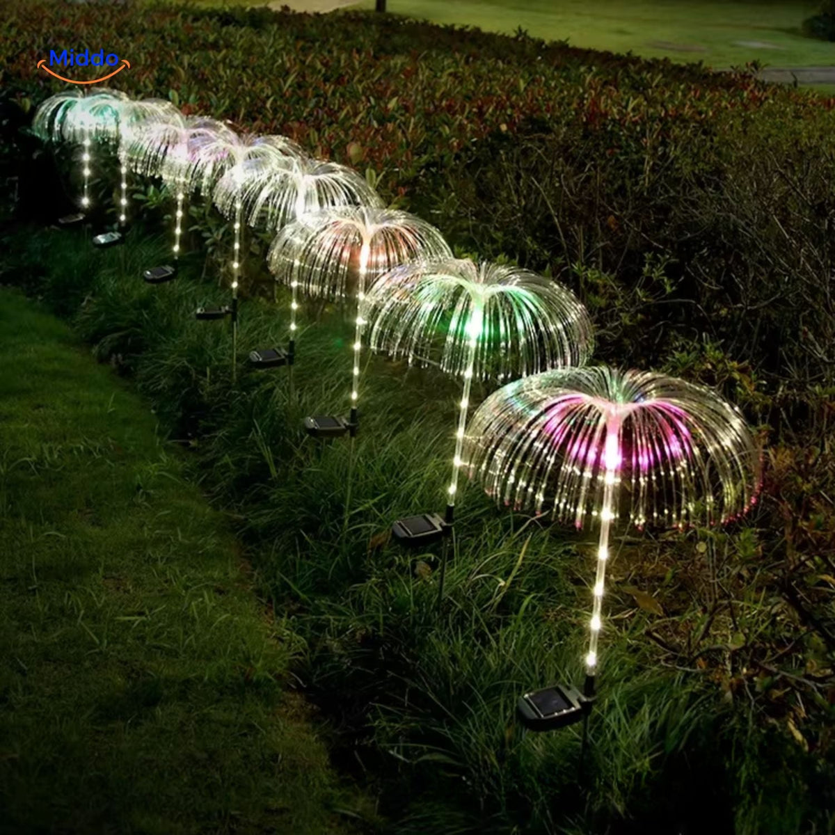 JellyGlow Solar Fontäne mit Lichteffekten und bunten Lampen