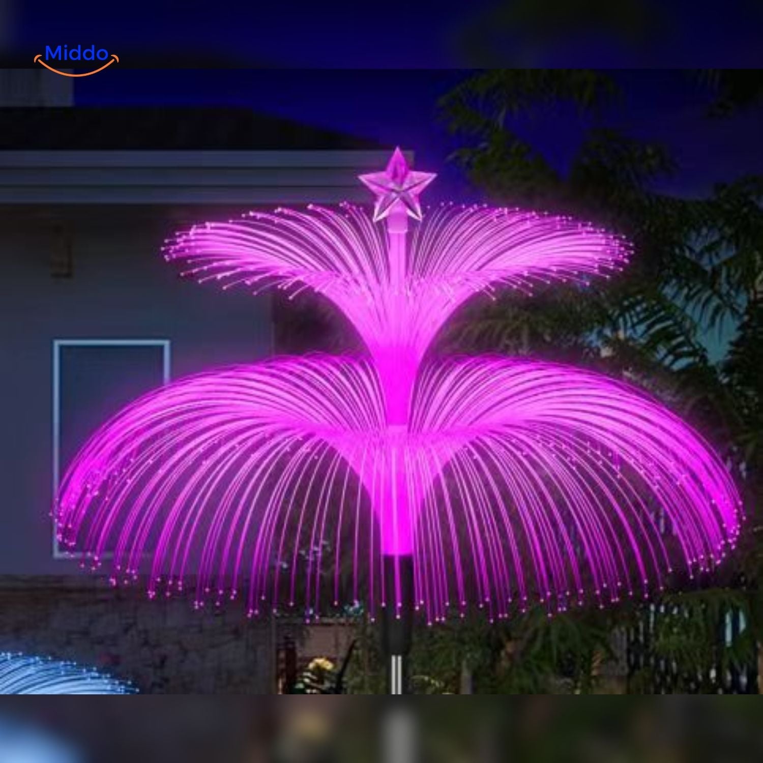 JellyGlow Solar Springbrunnen mit Sternenoberteil glänzendes Design www.middo.nl