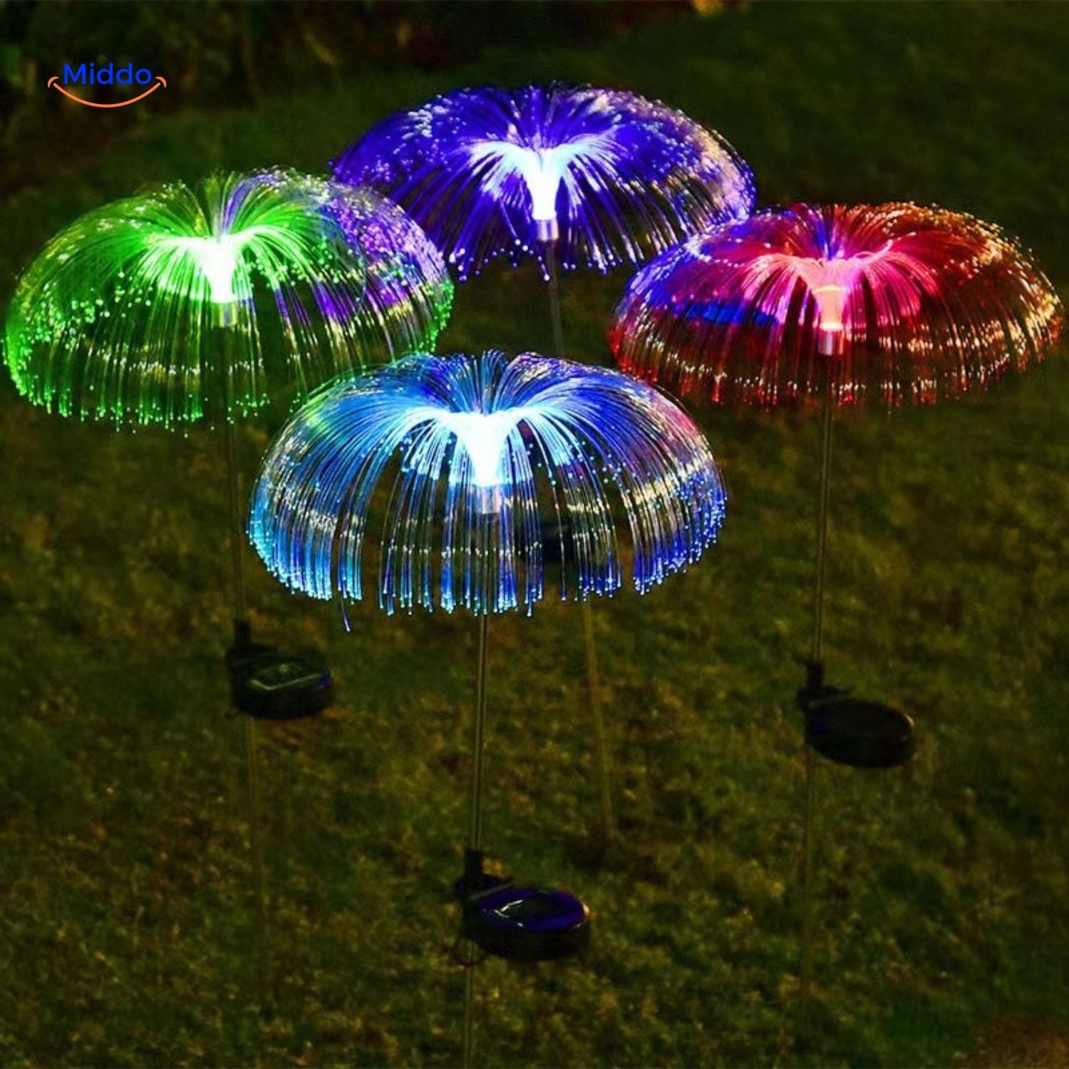 JellyGlow Solarlichterfontäne mit farbwechselnder Wasserfontäne www.middo.nl