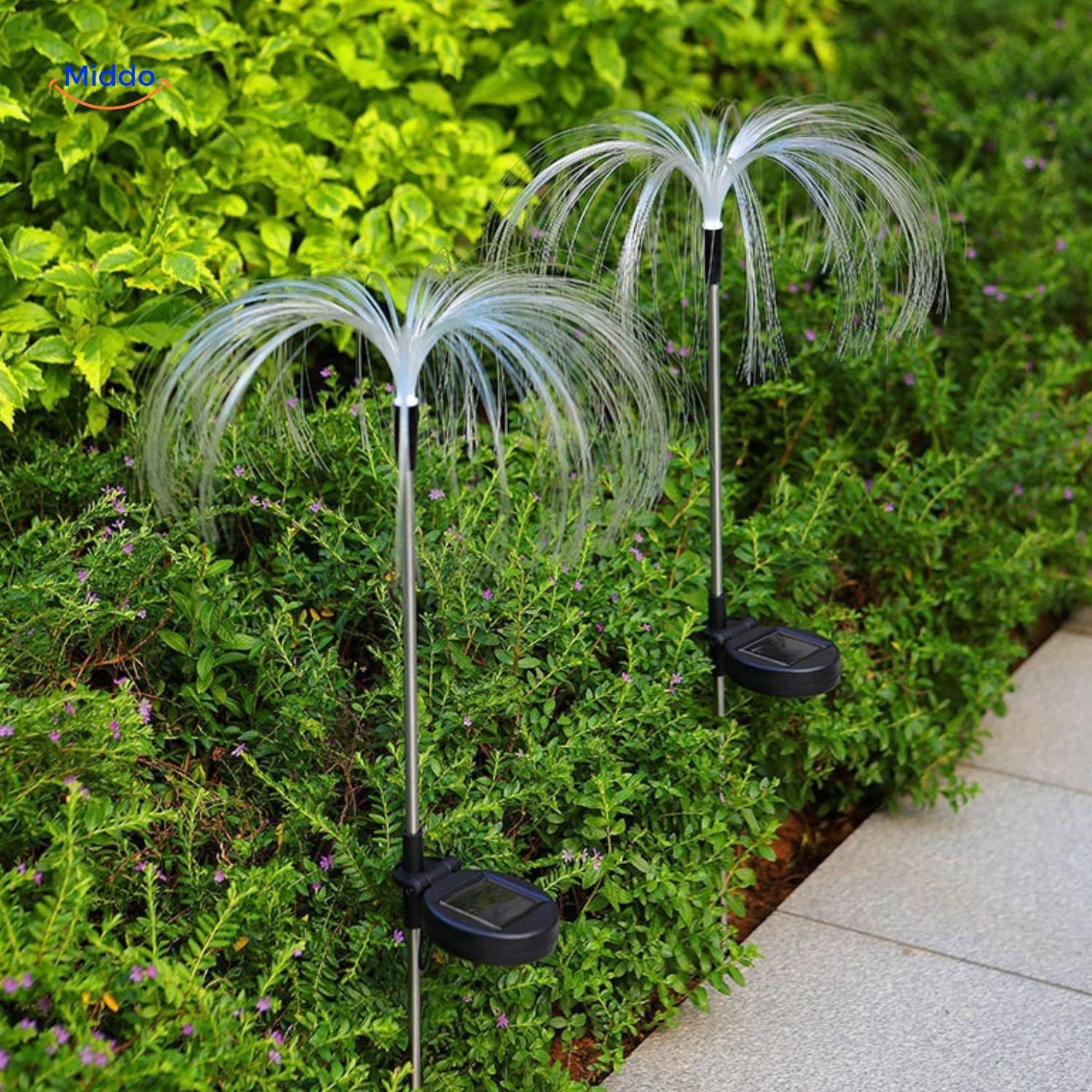 JellyGlow Solar Lichtfontäne mit mehrfarbigem Blumendesign www.middo.nl