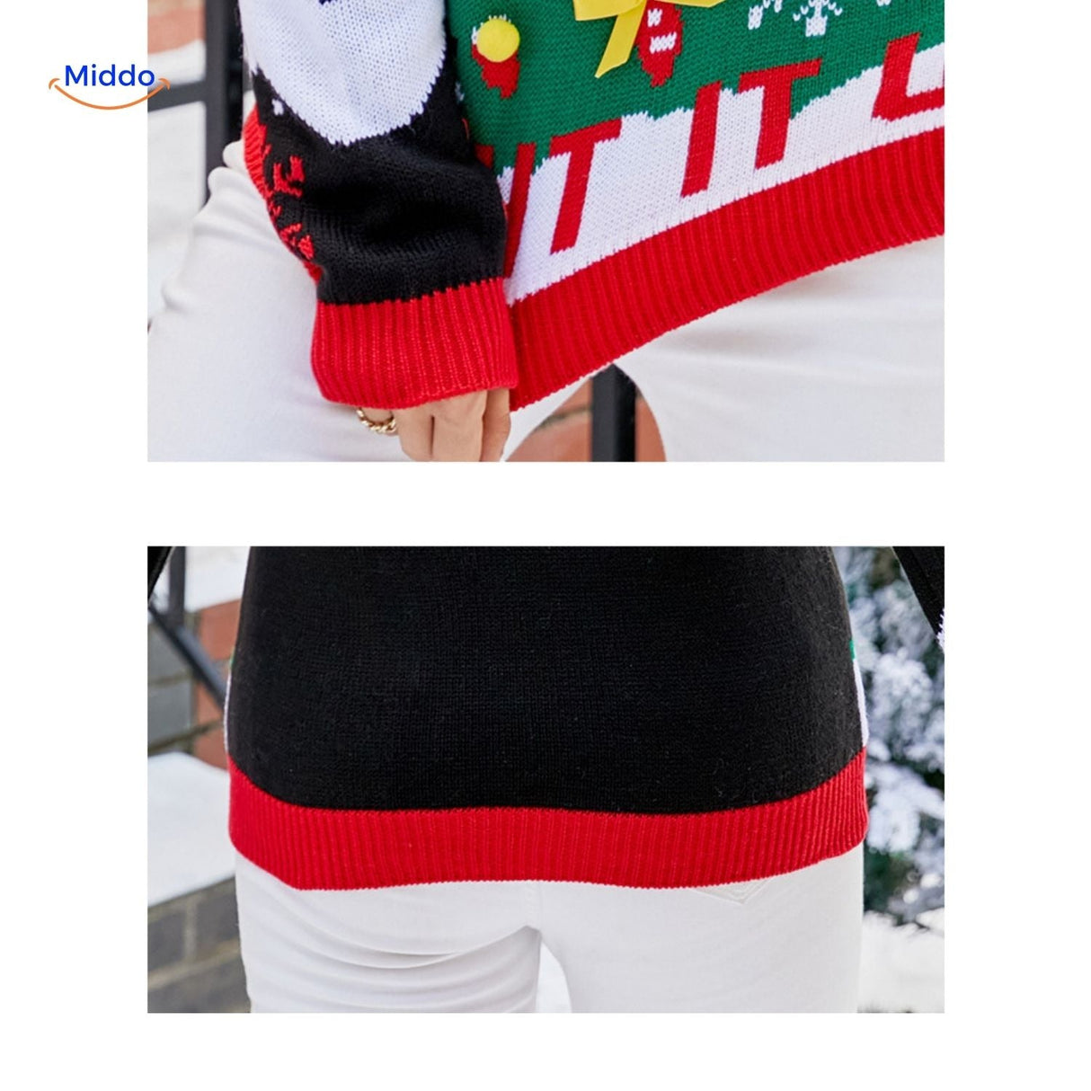 Jingle Knit Pullover rot Weihnachtsdekoration www.middo.de