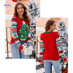 Jingle Knit Pullover rot mit Rentier- und Weihnachtsmuster www.middo.nl