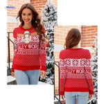 Jingle Knit Pullover rot mit Schneeflocken und Weihnachtsdekoration www.middo.nl