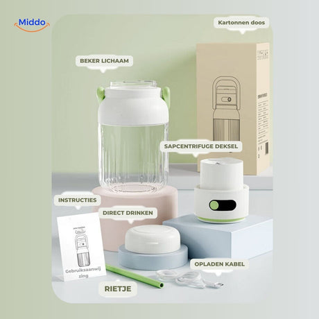 JuiceX kabelloser Mixer mit Zubehör und Accessoires www.middo.de
