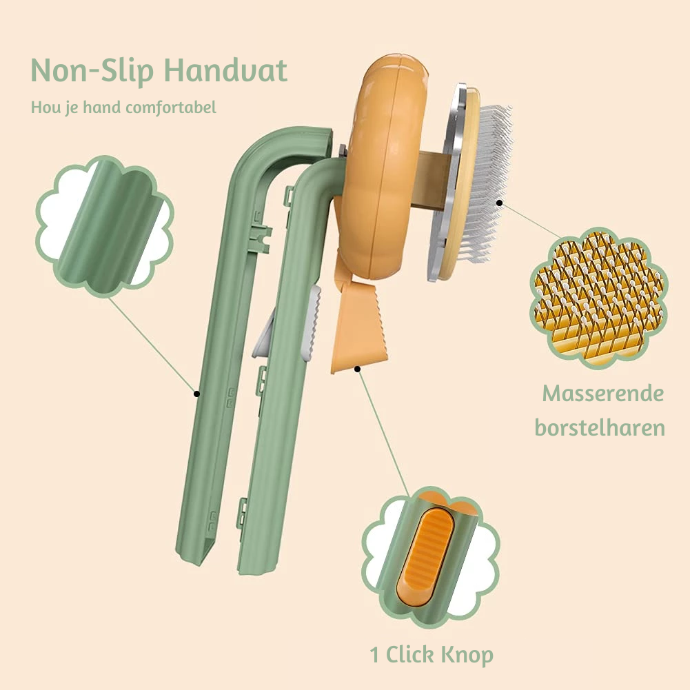 Diagram mit rutschfestem Griff und massierenden Bürstenhaaren.