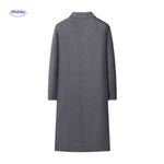 Kingsley Overjas grauer langer Mantel Rückansicht www.middo.de