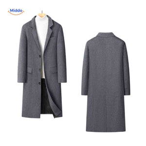 Kingsley Überjacke - grauer langer Mantel für Damen und Herren | www.middo.de