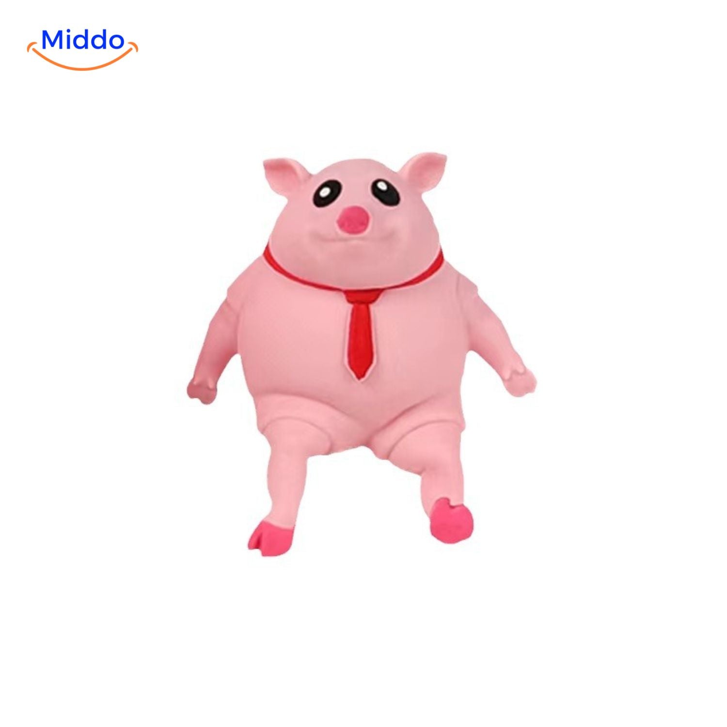 LalaPig Squish rosa Schwein mit roter Krawatte drückbares Spielzeug middo.de