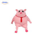 LalaPig Squish rosa Schwein mit roter Krawatte drückbares Spielzeug middo.de