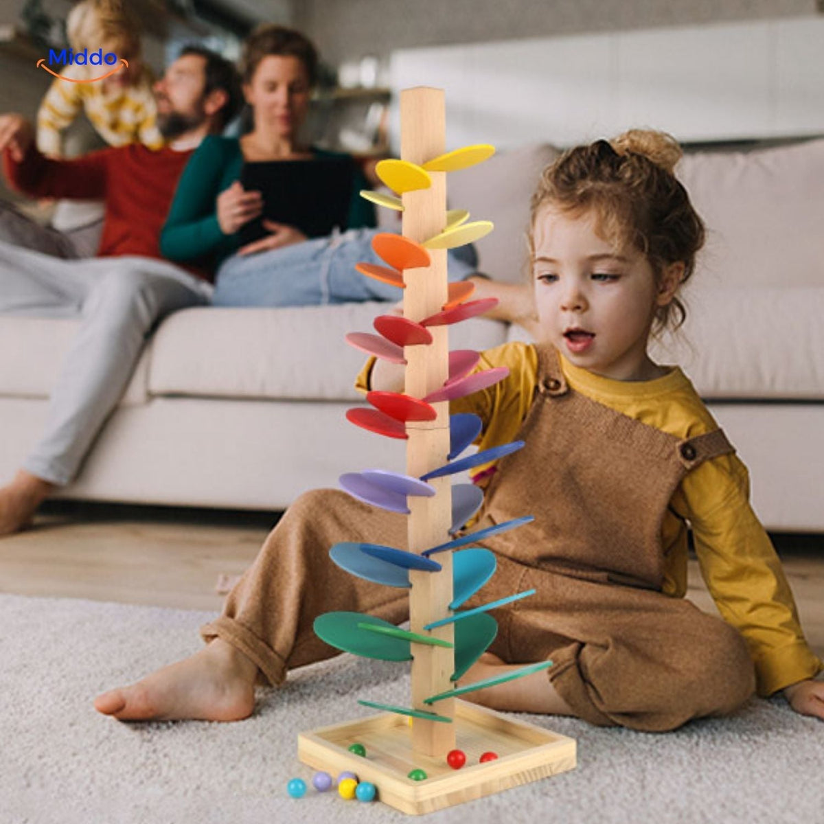 LearnPlay Kugelbahn Baum buntes Spiel für Kinder Familienmoment www.middo.de