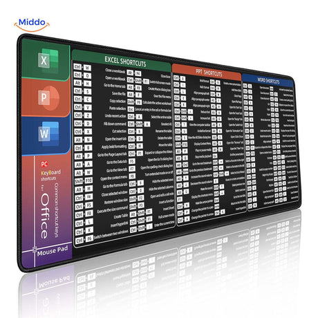 Lernopad Mauspad Excel PowerPoint Word Tastenkombinationen auf PC Mauspad mit Übersicht www.middo.de