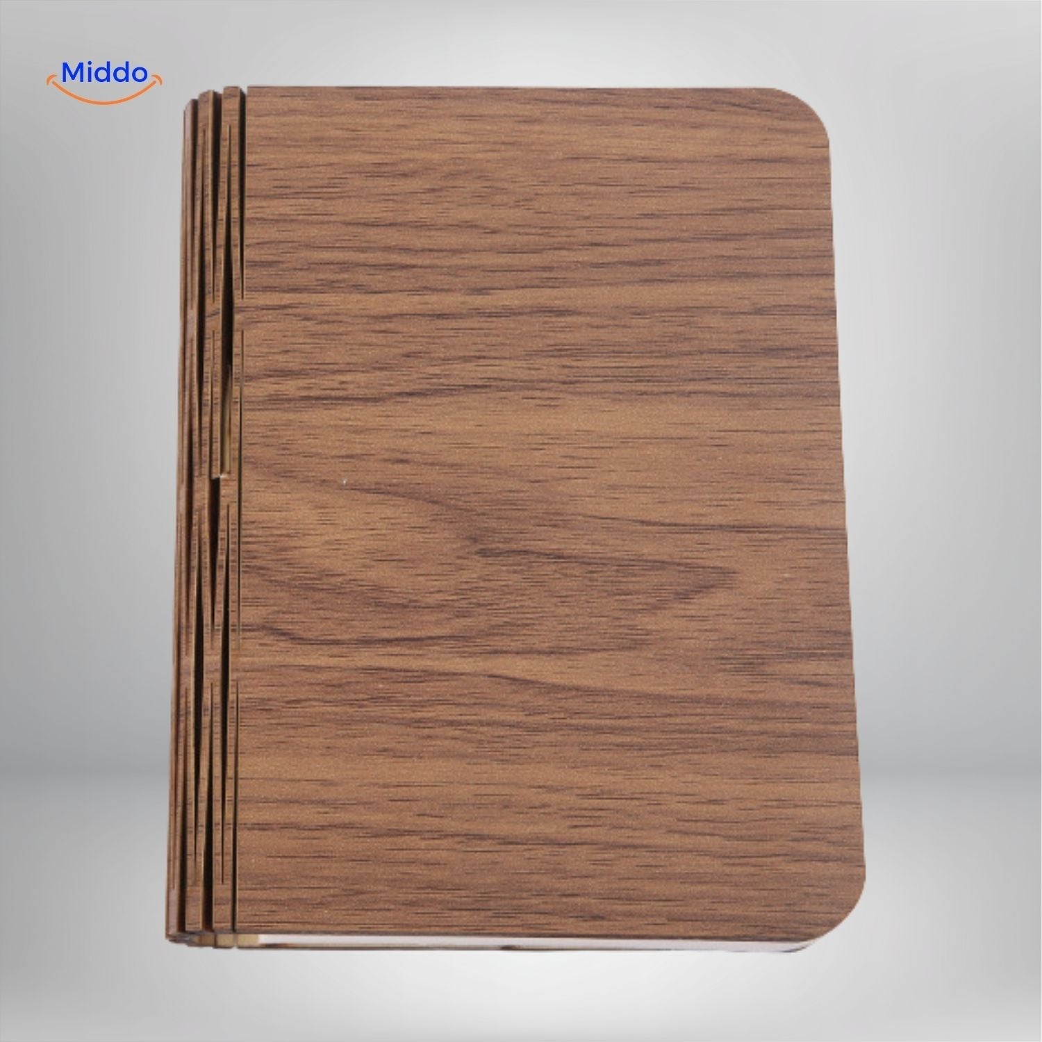LumiFold Schreibtischlampe mit modernem Holzfinish www.middo.nl