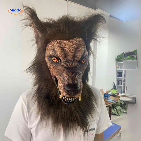 Lupinox Halloween Wolfmaske mit goldenen Augen - jetzt entdecken auf www.middo.de