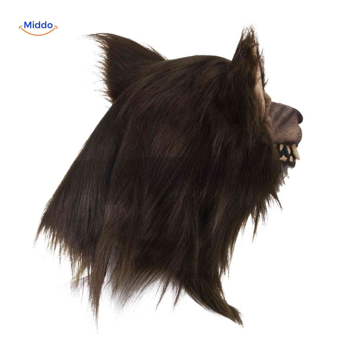 Lupinox Maske: Seitliche Wolfmaske mit Fell und Zähnen - Jetzt entdecken auf www.middo.de!