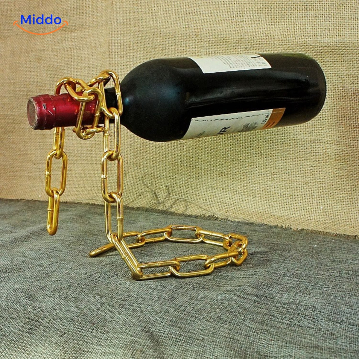 Luxura Weinregal goldene Kettenflaschenhalter