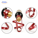 Luxura Weinregal Weinflasche rote Schleife Nahaufnahme