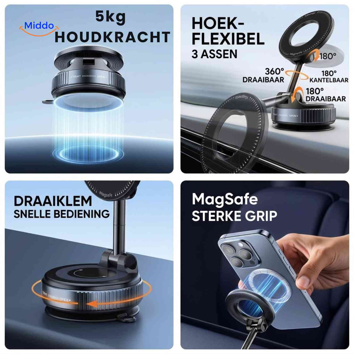 MagnaFold Halterung magnetisch Handyhalterung 5kg Saugkraft drehbar Armaturenbrett