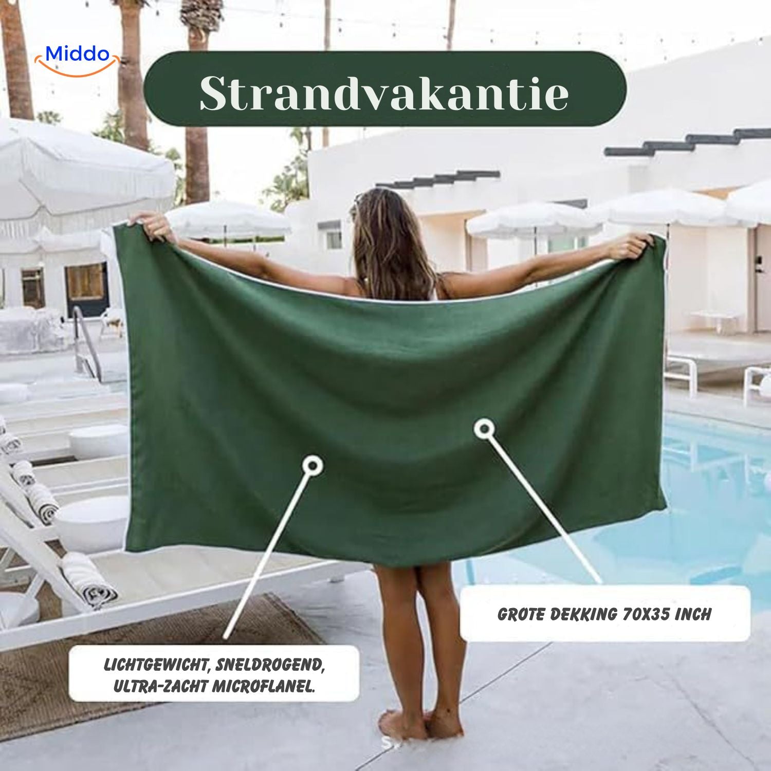 MagnaTowel Strandhandtuch mit Magneten am Schwimmbad www.middo.nl