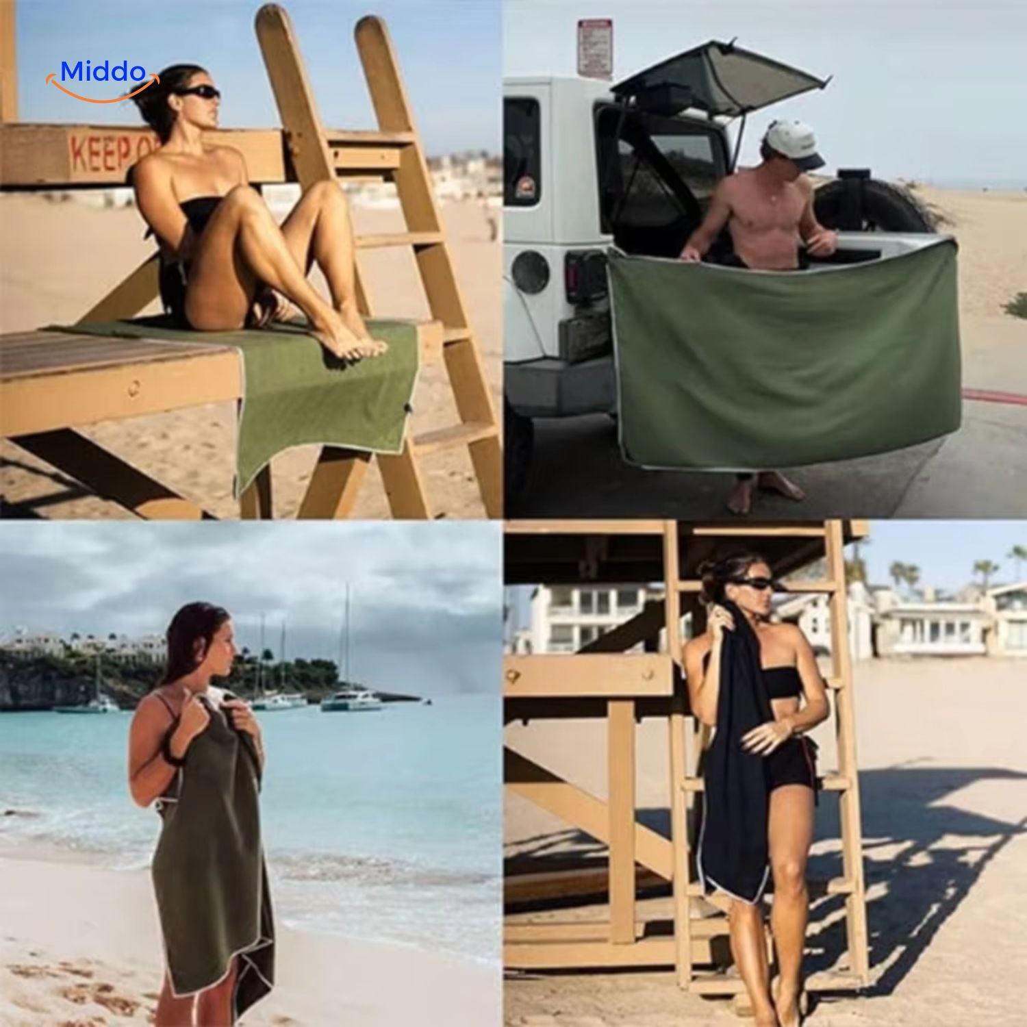 MagnaTowel Strandhandtuch mit Magneten für Reisen www.middo.de