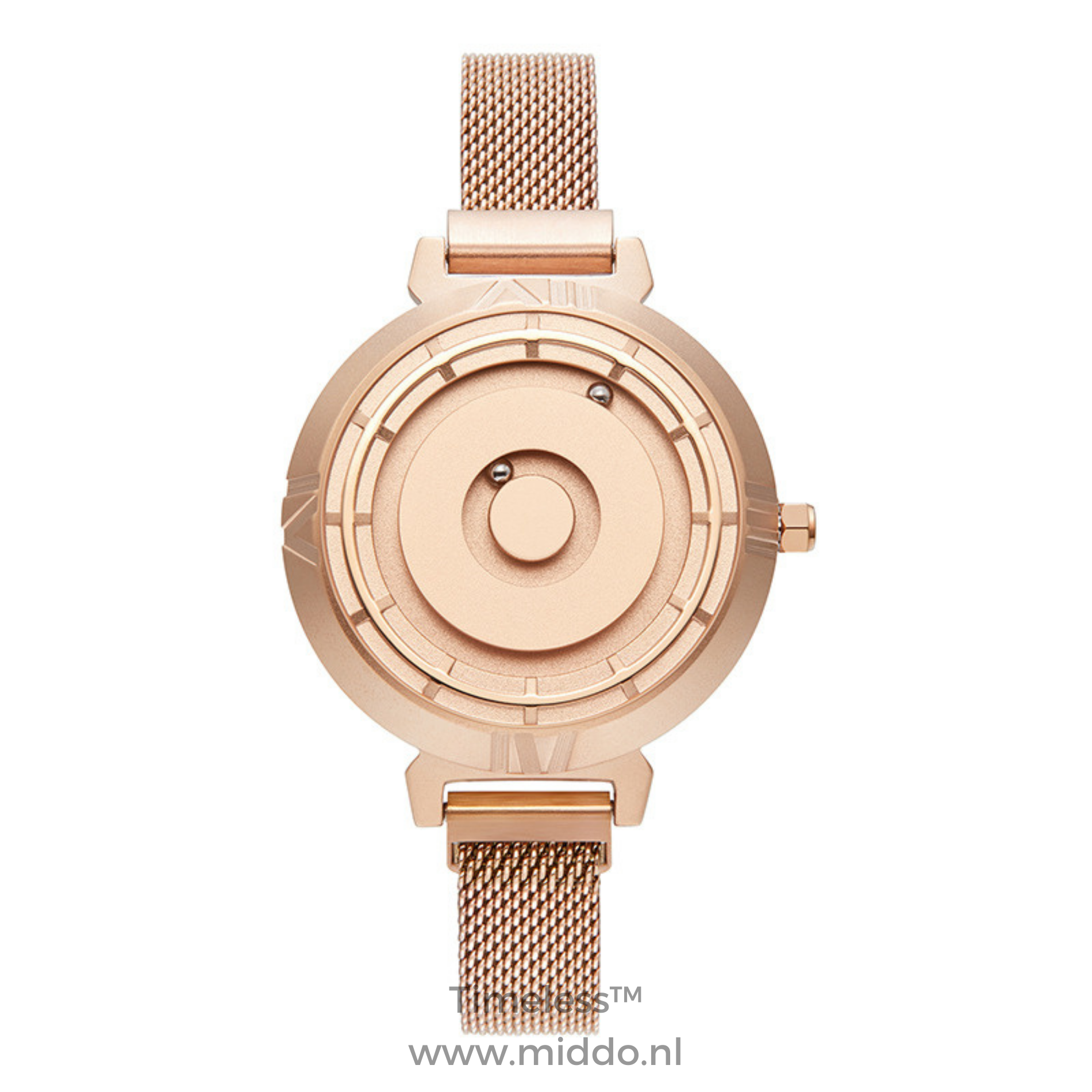 Rosenvergoldete Uhr mit Mesh-Armband und elegantem Design für Damen.