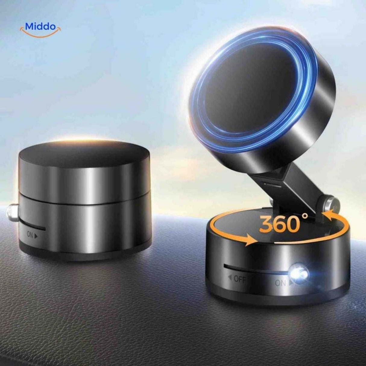Magnetix Smartphone Halterung 360 Grad verstellbar mit LED-Ring - www.middo.de