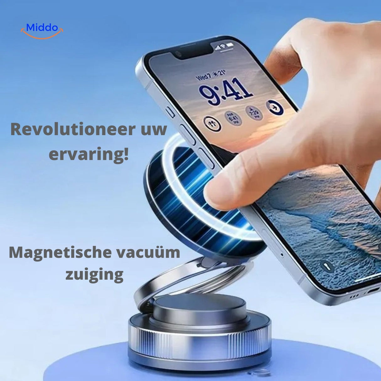 Magnevo Smartphone-Halterung mit magnetischer Vakuumtechnologie für Telefone - www.middo.de