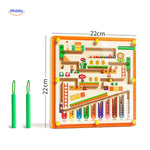 MagnoMaze Spiel - Kompakter, hölzerner Magnetlabyrinth für Vorschulkinder - www.middo.de