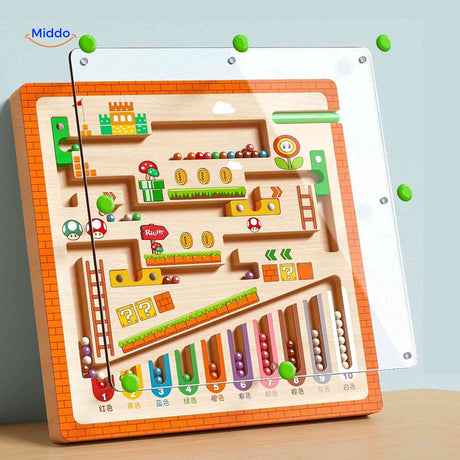 MagnoMaze Spiel: Magnetisches Perlenlabyrinth – Pädagogisches Holzspielzeug von www.middo.de