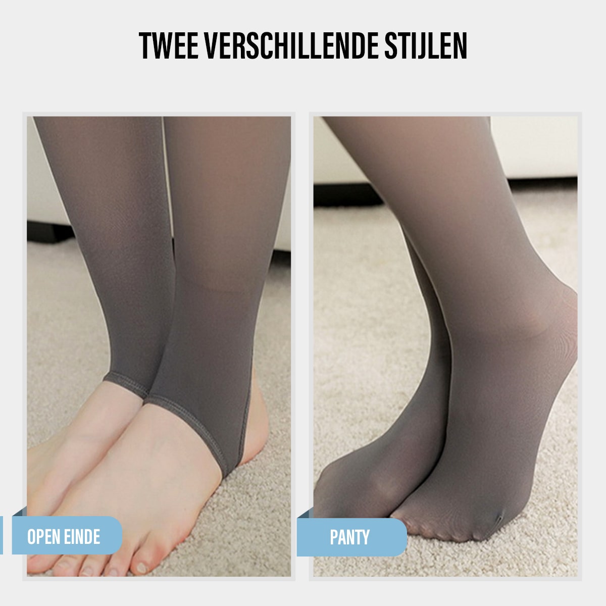 Vergleich der offenen End- und Strumpf-Stil Middo Fleece Strumpfhosen.