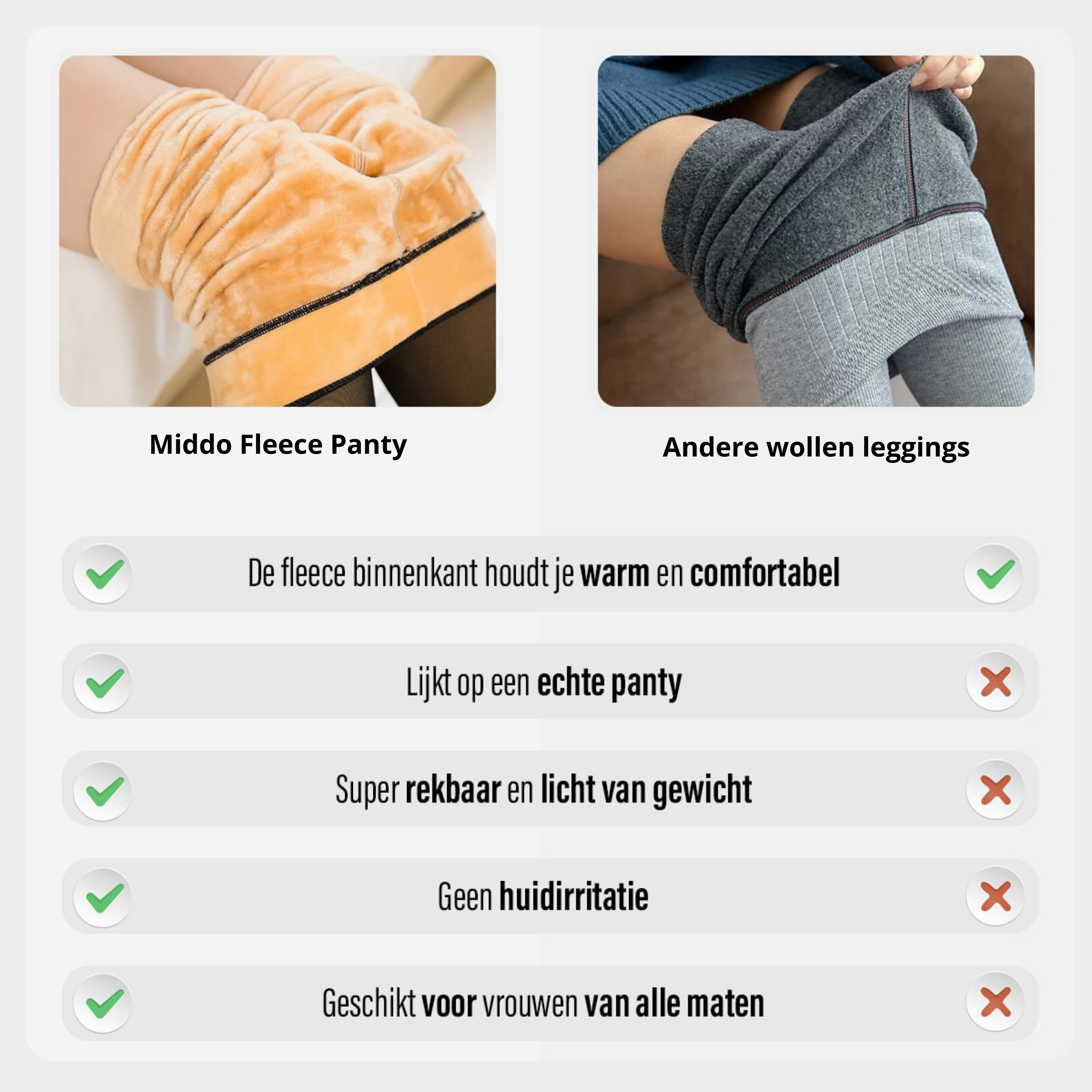 Vergleich der Middo Fleece Panty mit anderen Wollleggings.