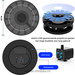 Teile und Abmessungen des Solar Oasis Brunnens