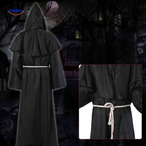 Monkara Kostüm - schwarzes Kapuzen-Priesterkostüm
