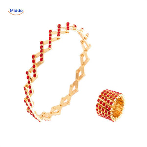 Morphix Ring in Gold mit rotem Strass – Armband und Ring. Besuchen Sie uns auf