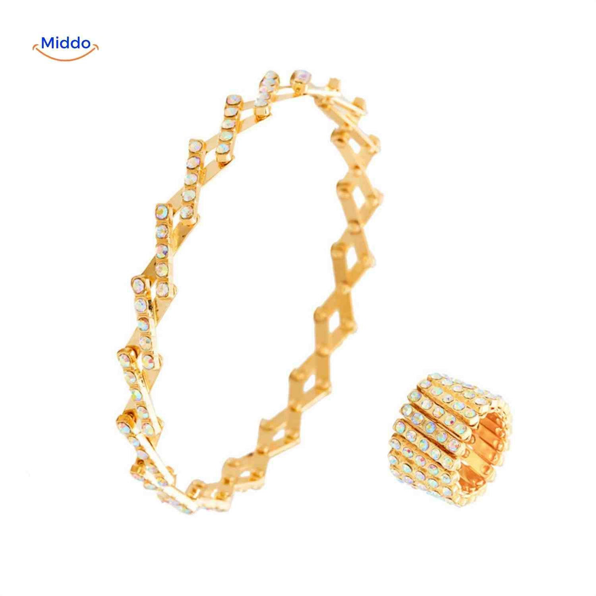 Morphix Ring aus Gold mit weißem Strass – Armband und Ring auf www.middo.de
