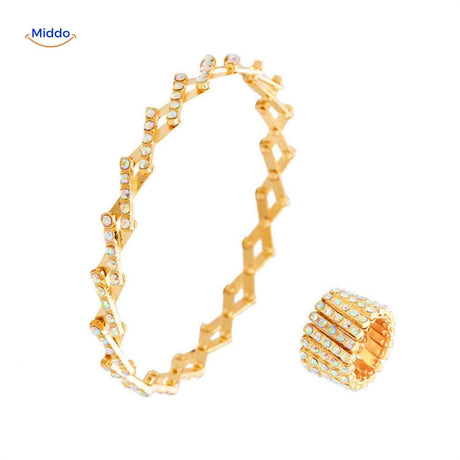 Morphix Ring aus Gold mit weißem Strass – Armband und Ring auf www.middo.de