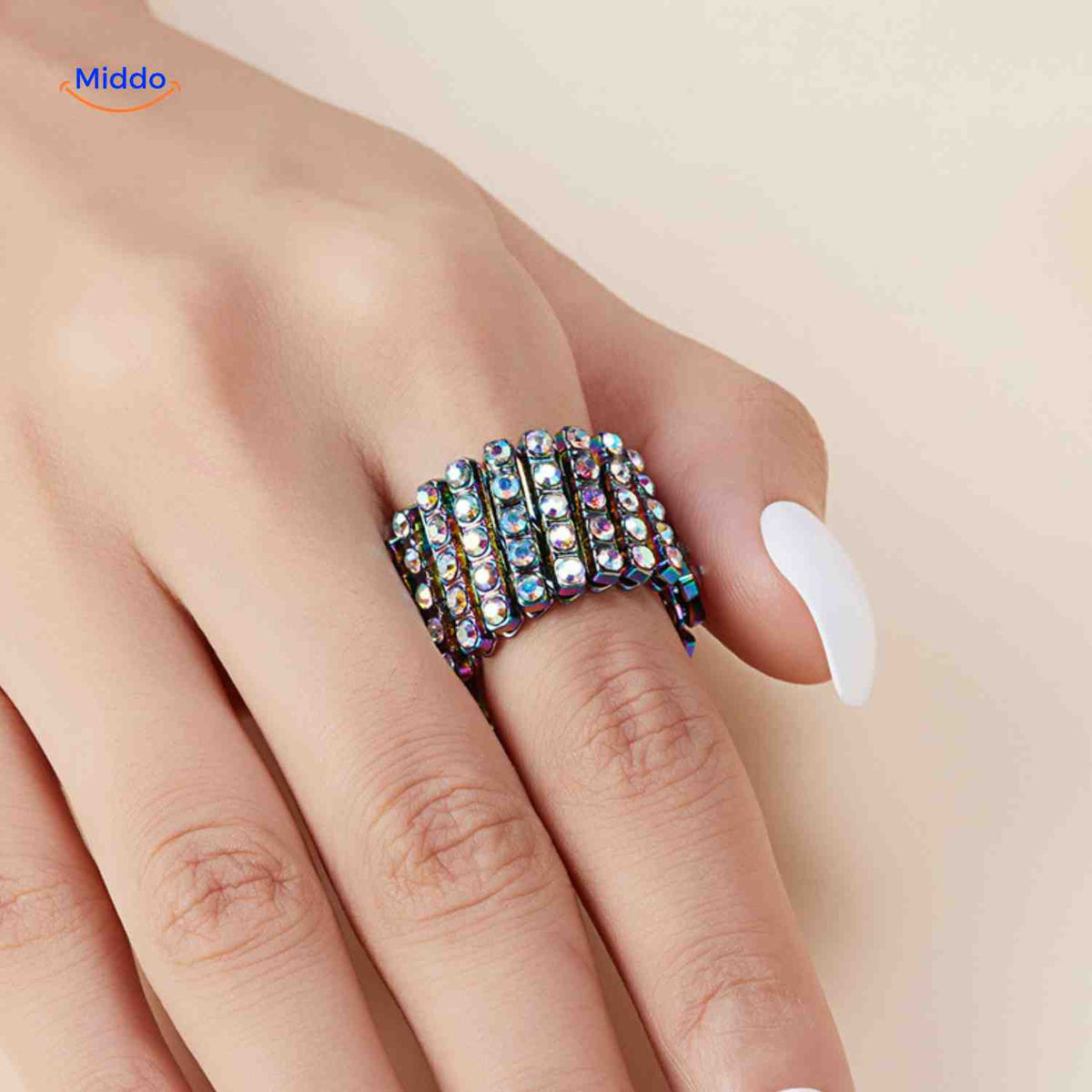 Morphix Ring aus Silber - Breite Ring mit Strass. Besuchen Sie uns auf www.middo.de