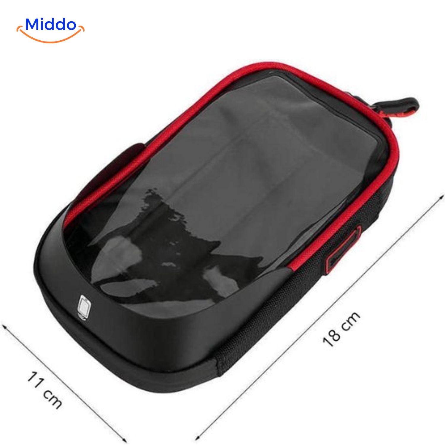MotoGrip Halterung Smartphone Hülle mit roter Ausführung und Abmessungen