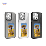 NFCScreen Case in grauer Farbe mit Bild einer Frau mit Sonnenblumen www.middo.nl