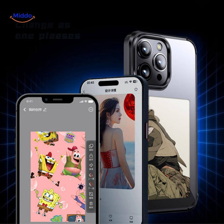 NFCScreen Case schwarz mit Abbildung einer Frau mit Hund
