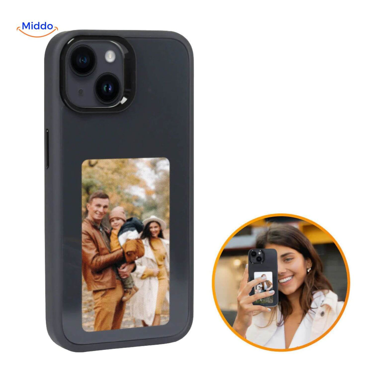 NFCScreen Case schwarz mit Familienfoto www.middo.de