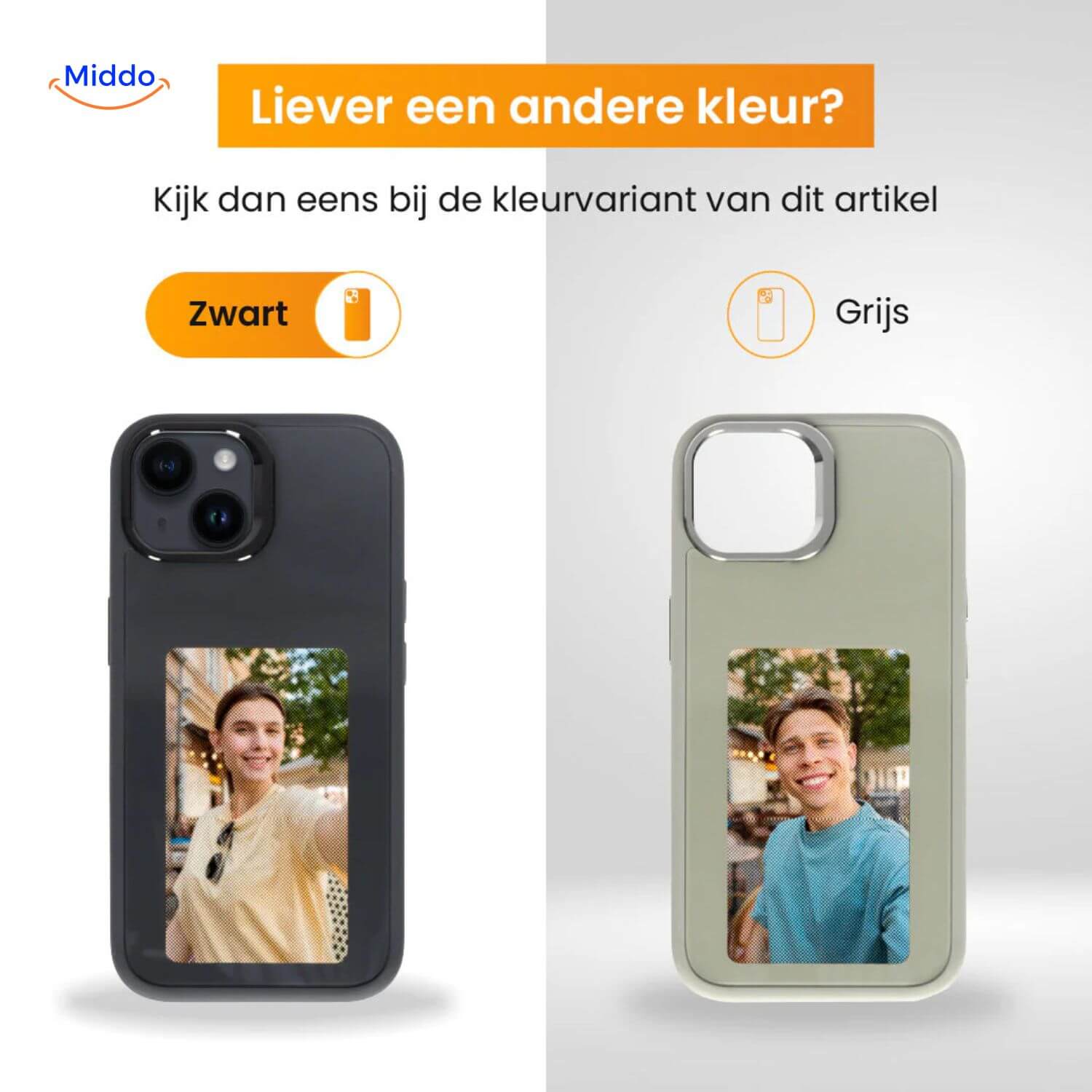 NFCScreen Case schwarz mit Hund und Frau www.middo.de