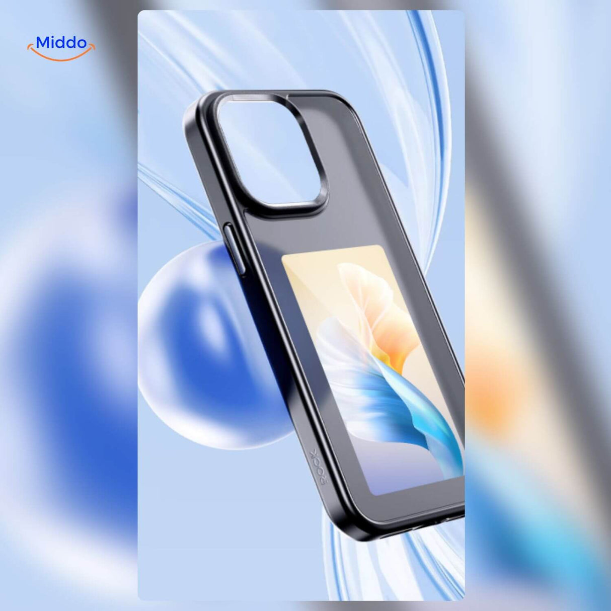 NFCScreen Case schwarz mit transparentem Hintergrund und abstraktem Bild