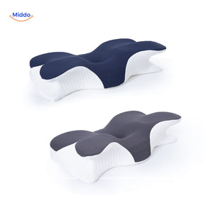 NeckRest Kissen Blau und Grau Kombination